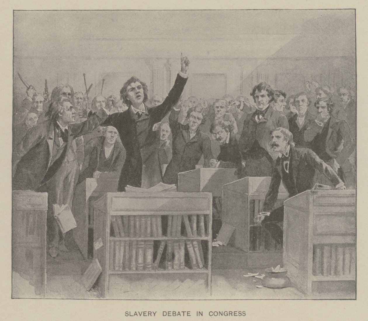 Debate sobre la esclavitud en el Congreso (litografía) de American School