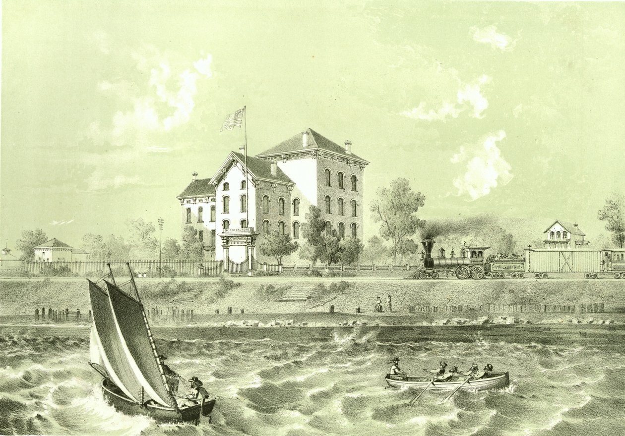 Soldiers Home, de Chicago Illustrated, con descripciones literarias de James W. Sheahan, publicado por Jevne & Almini, Chicago, 1866-67 de American School