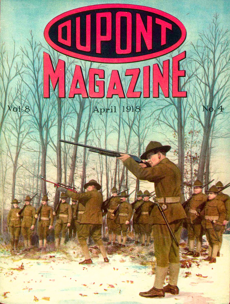 Soldados, portada de la revista DuPont, abril de 1918 de American School