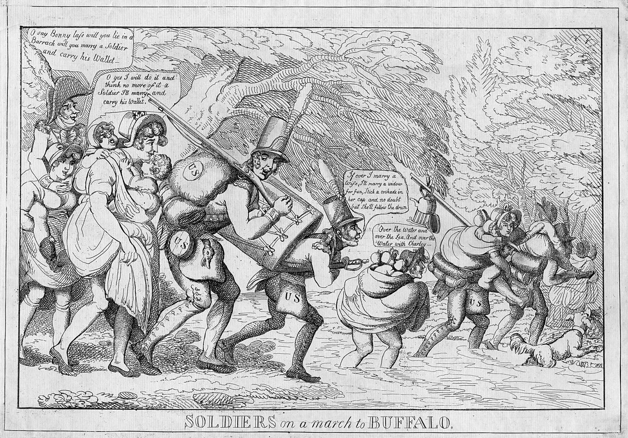 Soldados en marcha hacia Buffalo, 1813 de American School