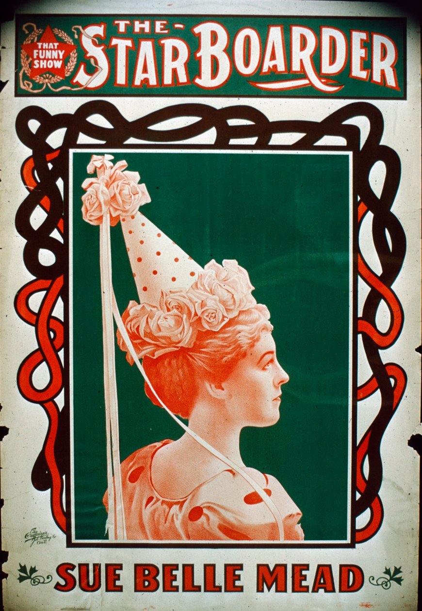 Póster del Teatro Star Boarder con la actriz Sue Belle Mead, c.1900 de American School