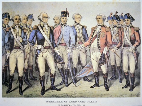 Rendición de Lord Cornwallis en Yorktown, Virginia de American School