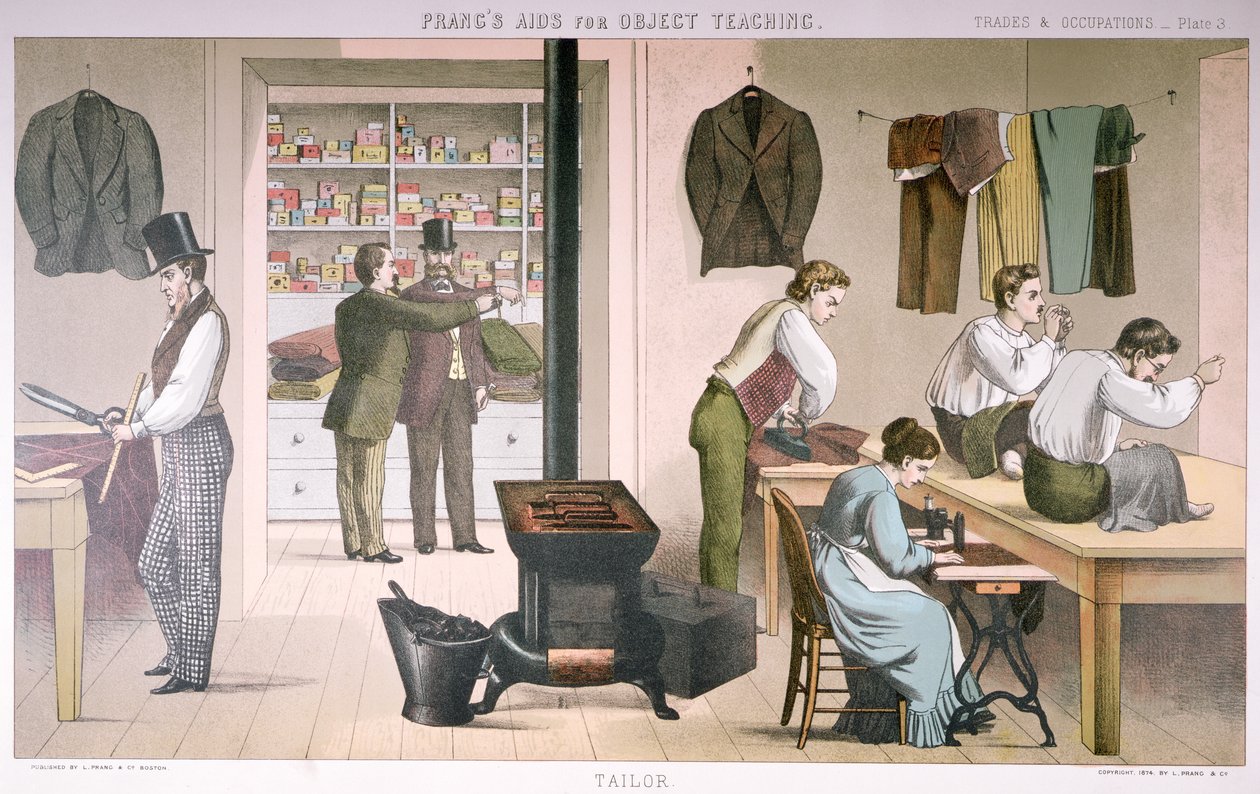 Sastre, lámina de las Ayudas de Prang para la Enseñanza de Objetos, 1874 de American School