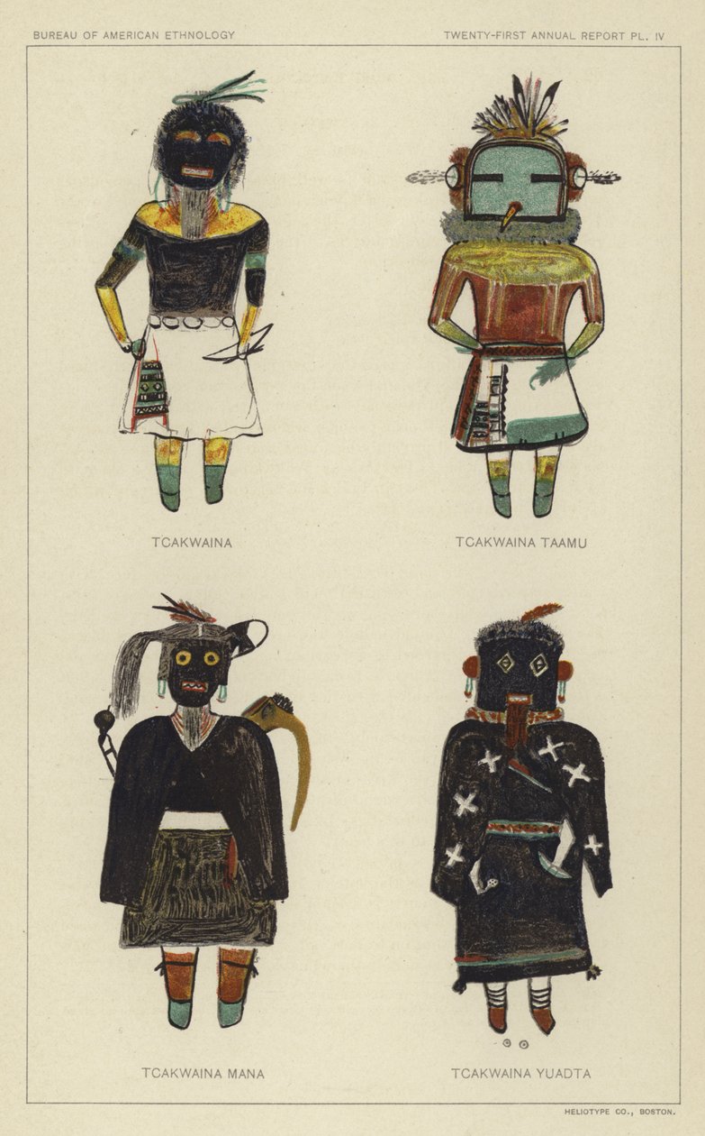 Tcakwaina, Tcakwaina Taamu, Tcakwaina Mana, Tcakwaina Yuadta (litografía en color) de American School