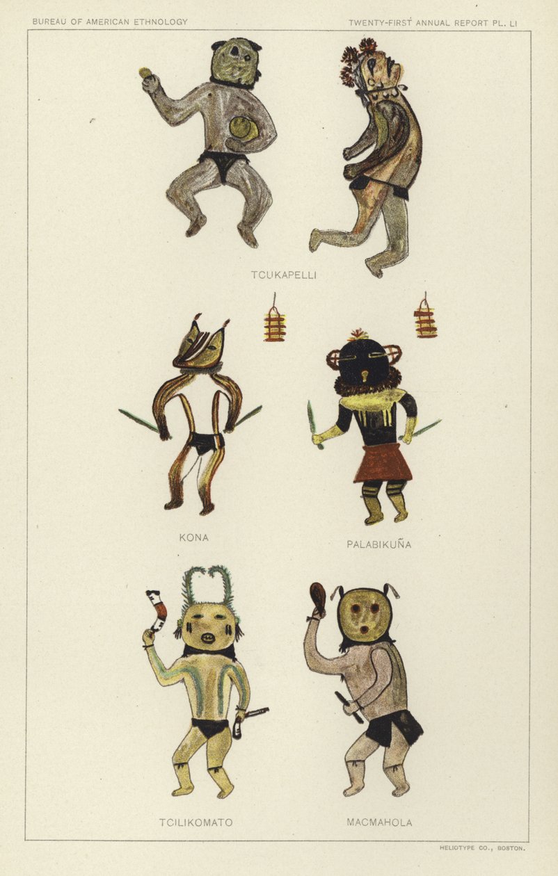 Tcukapelli, Kona, Palabikuna, Tcilikomato, Macmahola (litografía en color) de American School