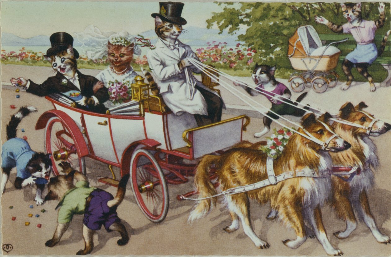 Los novios, postal estadounidense de principios del siglo XX de American School
