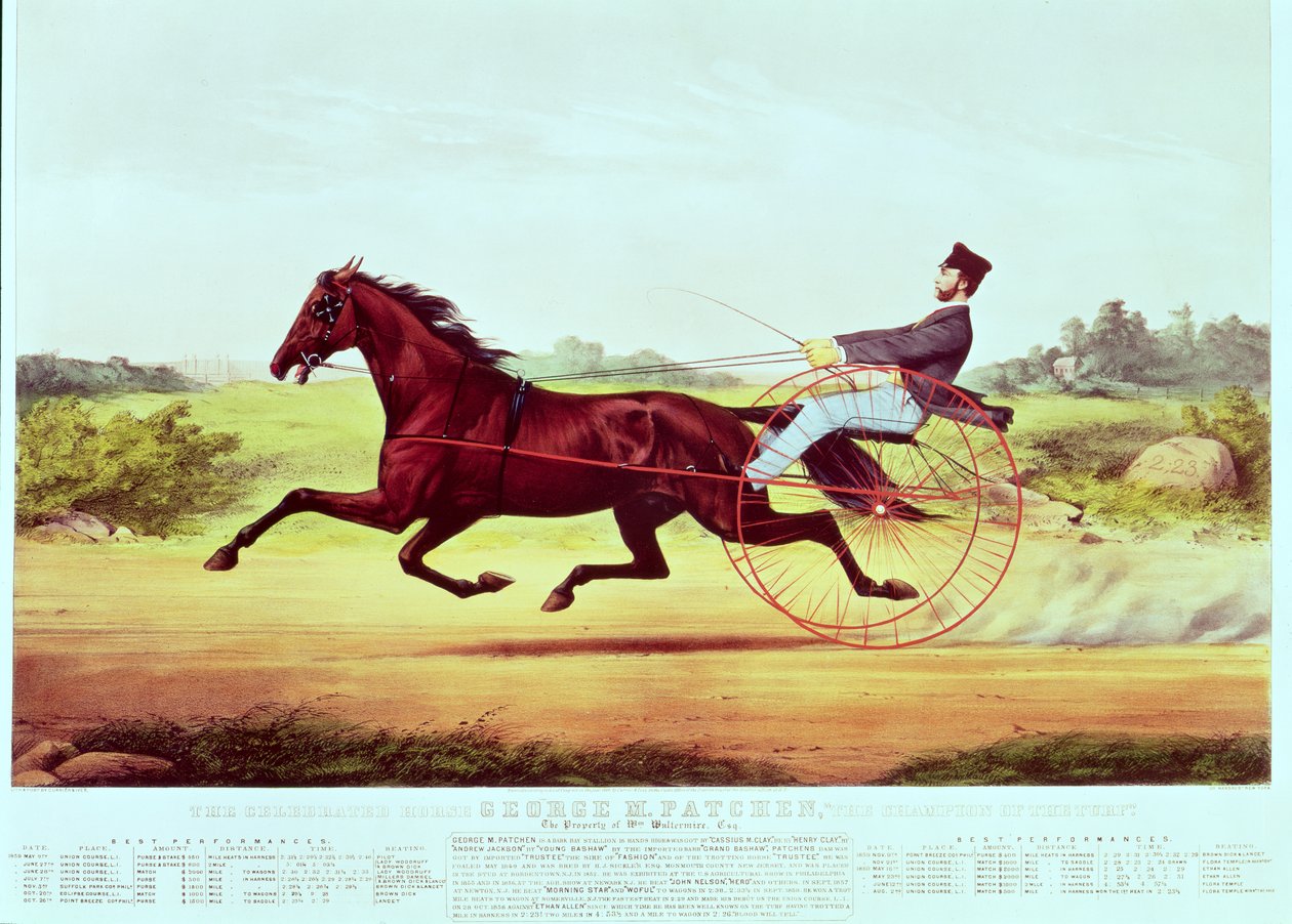 El célebre caballo, George M. Patchen, el campeón del césped, grabado por Nathaniel Currier y James Merritt Ives, 1860 de American School