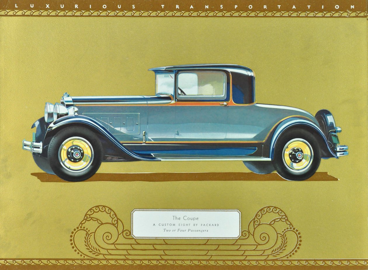 The Coupe, A Custom Eight de Packard, pub.1930 (litografía en color) de American School