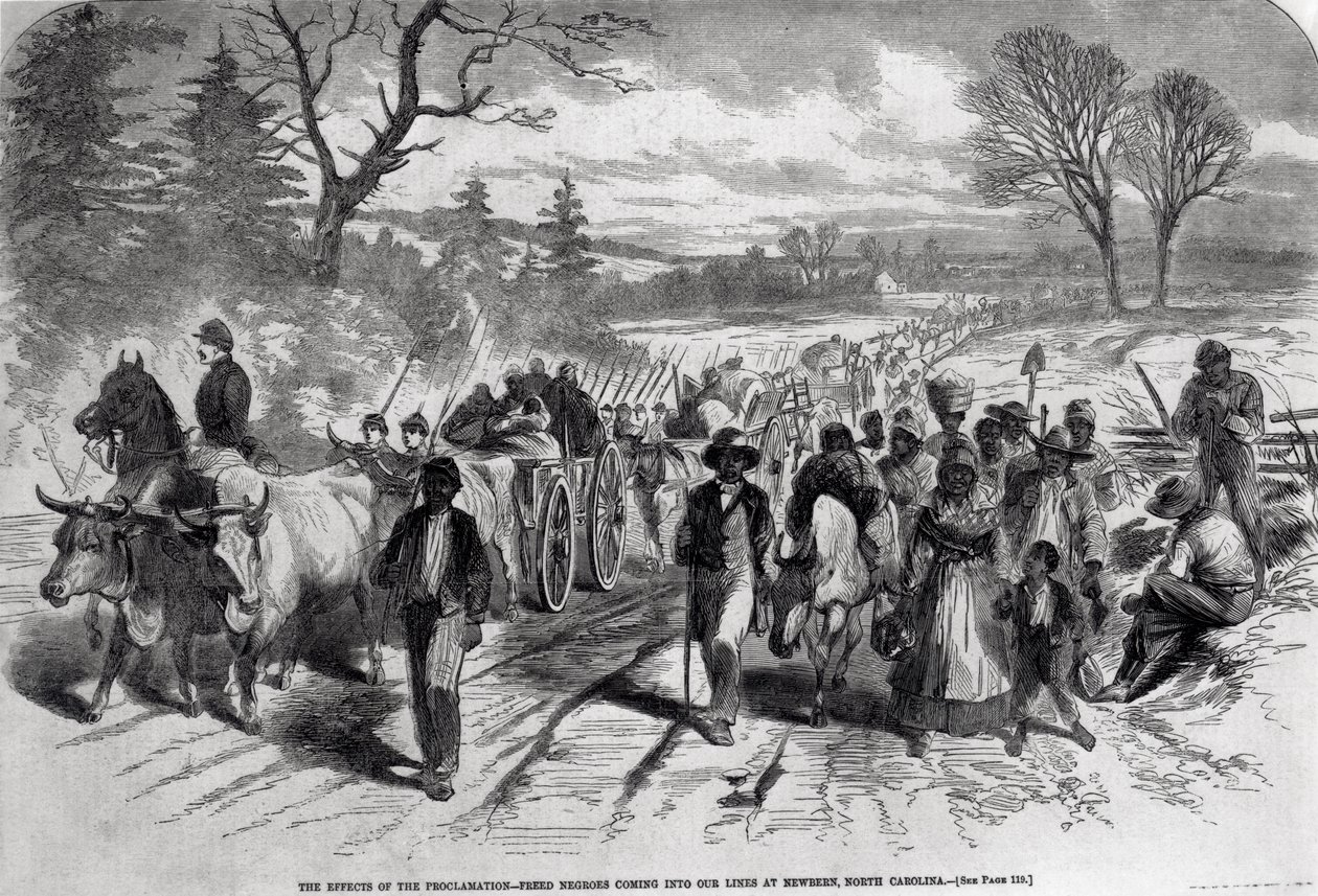 Los efectos de la proclamación: Negros liberados entrando en nuestras líneas en Newbern, Carolina del Norte, de 