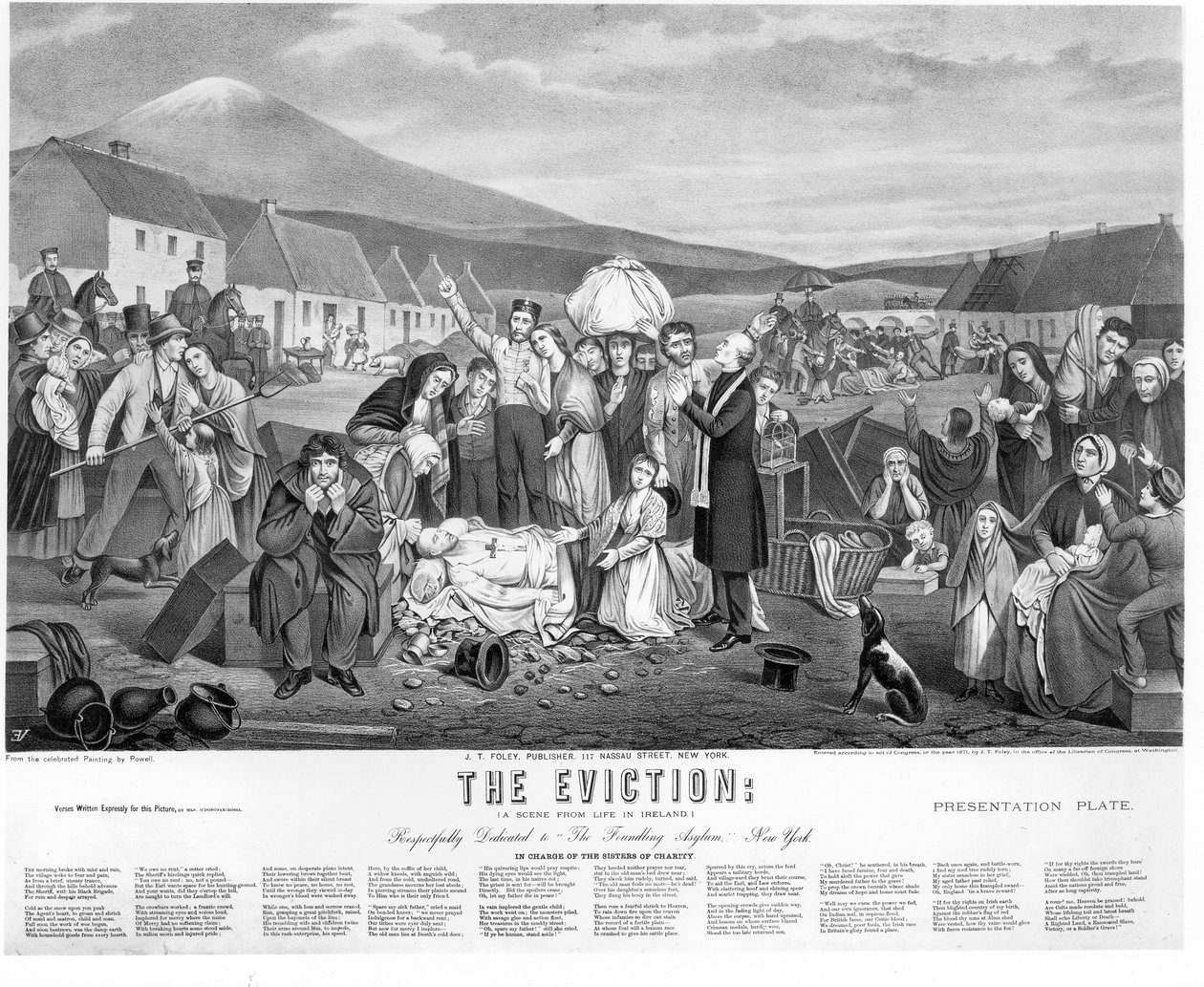 El desalojo: una escena de la vida en Irlanda, pub. por J.T. Foley, 1871 de American School