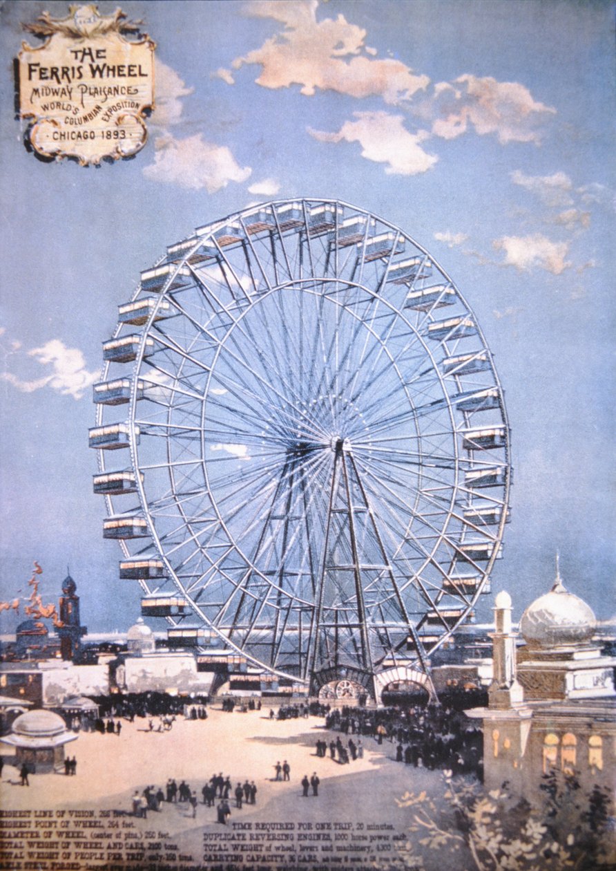 La rueda de la fortuna, Midway Plaisance, Exposición Mundial Colombina, Chicago 1893 de American School