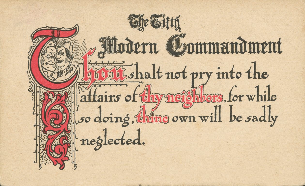 El quinto mandamiento moderno (litografía en color) de American School