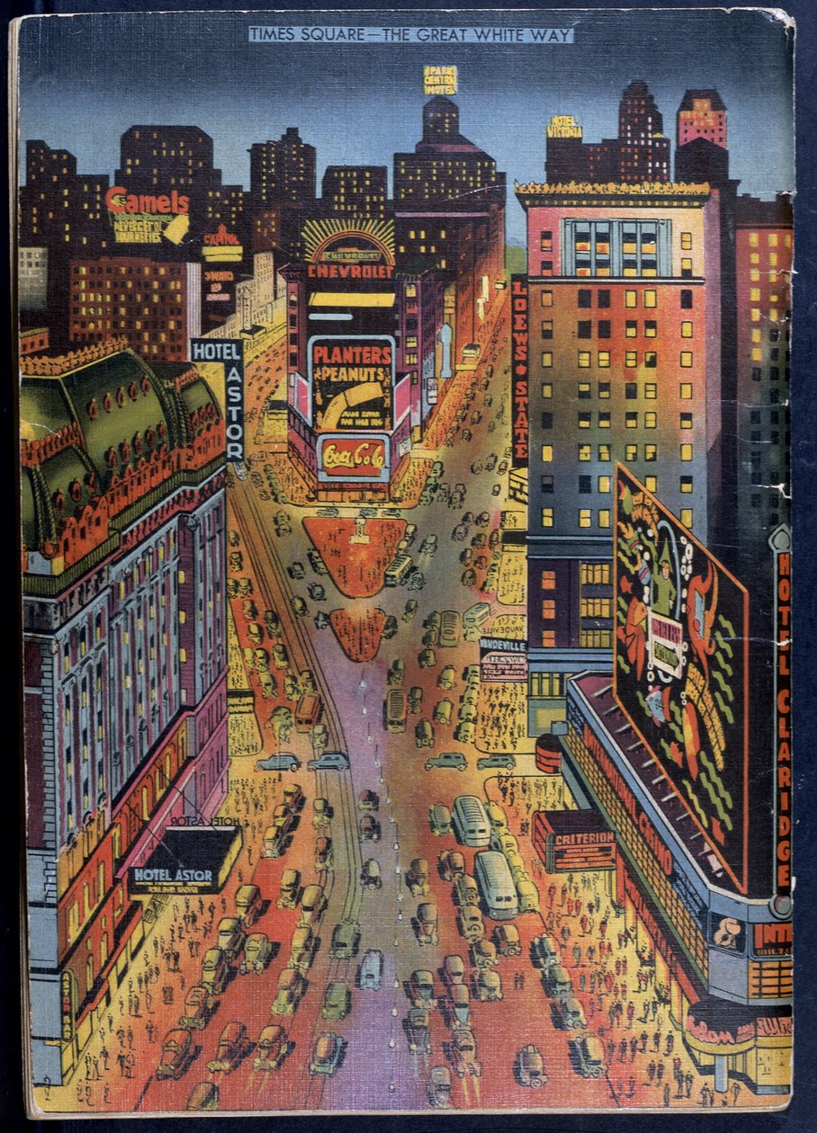 The Great White Way Times Square, Ciudad de Nueva York, ilustración de New York Illustrated, 1938 de American School