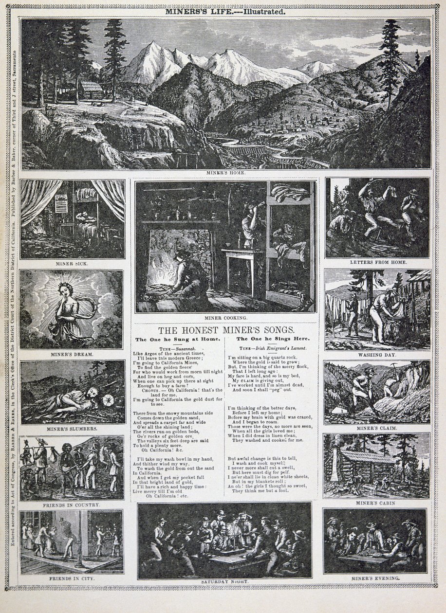Las canciones del minero honesto, de la Fiebre del Oro de California de 1849 de American School