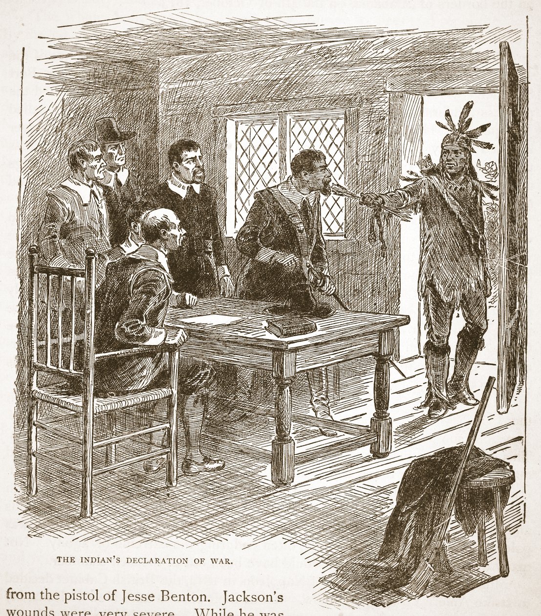 La Declaración de Guerra de los Indios, de un libro publicado en 1896 de American School