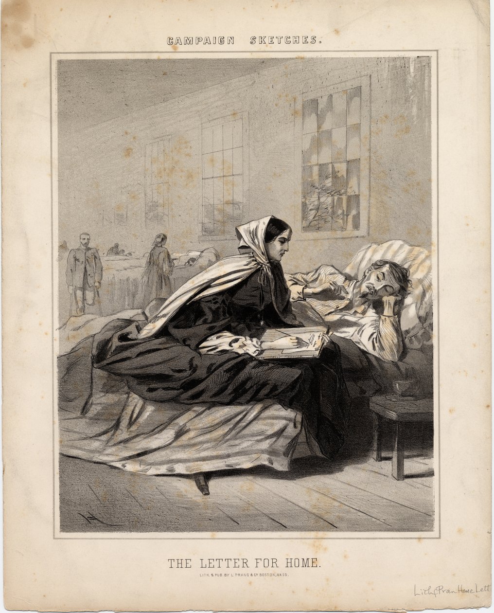 La carta para casa, ilustración de Campaign Sketches, 1863 de American School