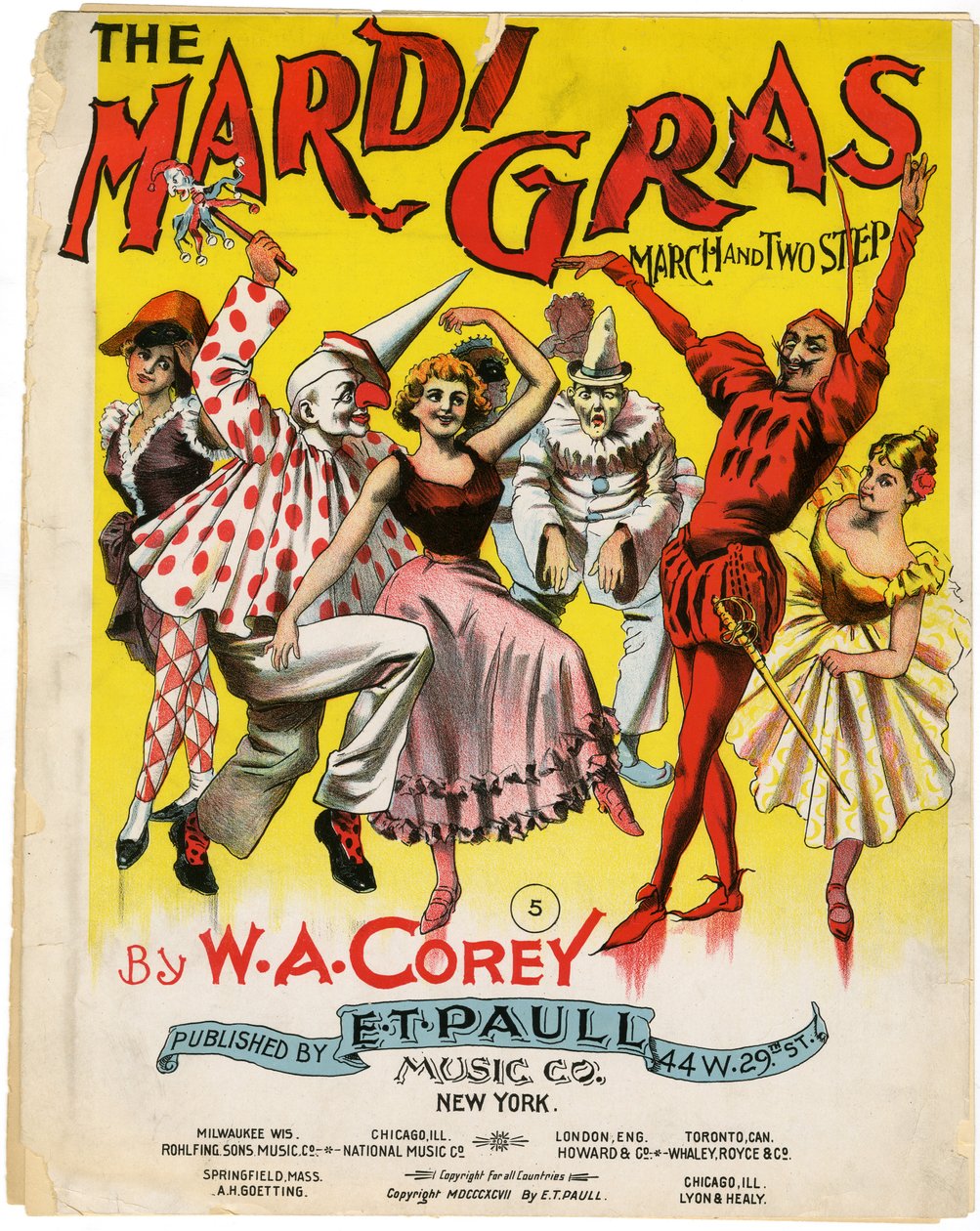 El Marcha de Mardi Gras y Two Step [portada de partitura], 1897 de American School