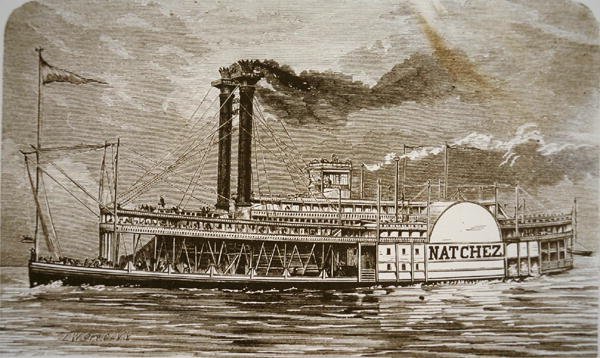 El barco de ruedas laterales del Mississippi 