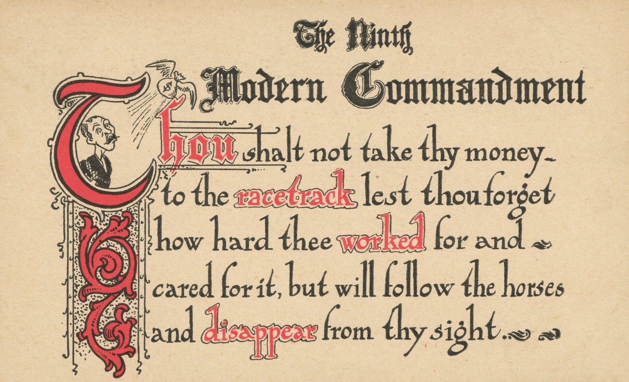 El noveno mandamiento moderno (litografía en color) de American School