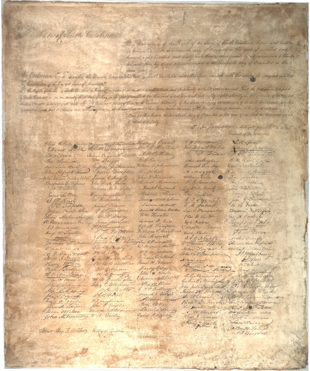 La Ordenanza de Secesión para el Estado de Carolina del Sur, 1861 de American School