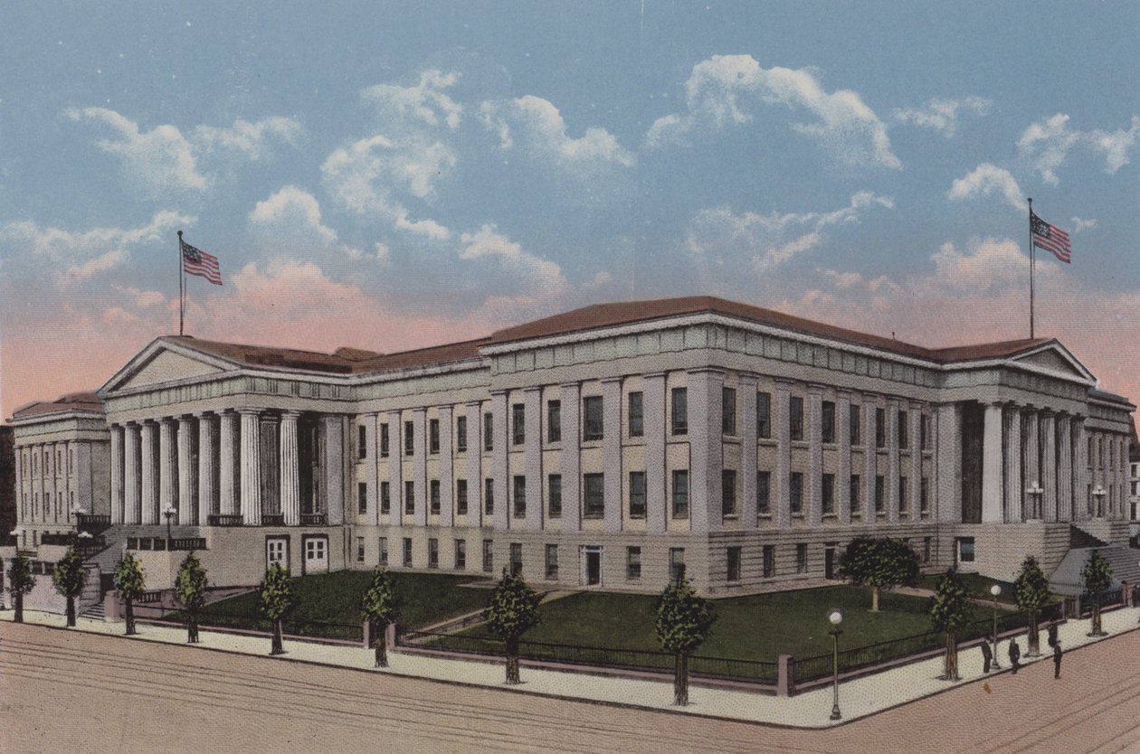 Oficina de Patentes, Washington DC (litografía en color) de American School