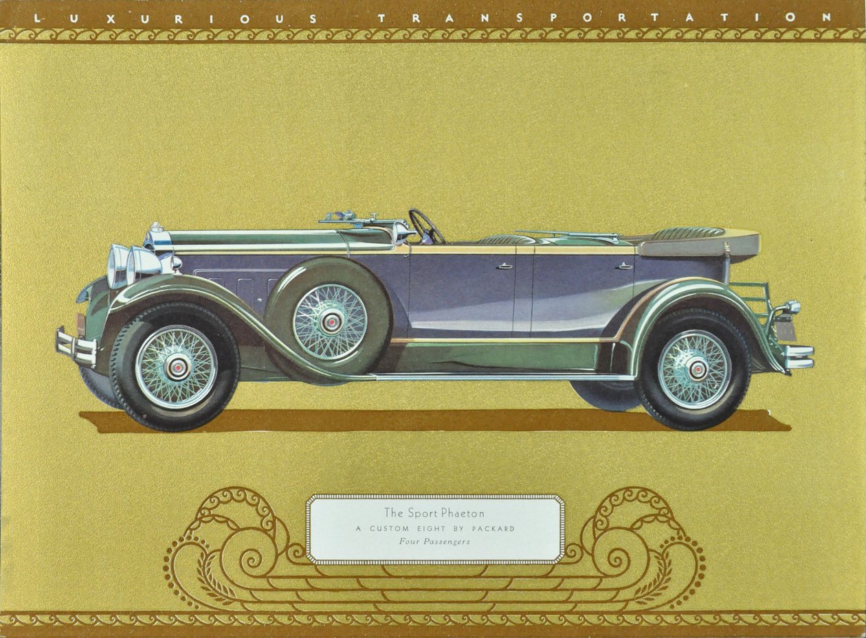 The Sport Phaeton, A Custom Eight by Packard, pub.1930 (litografía en color) de American School