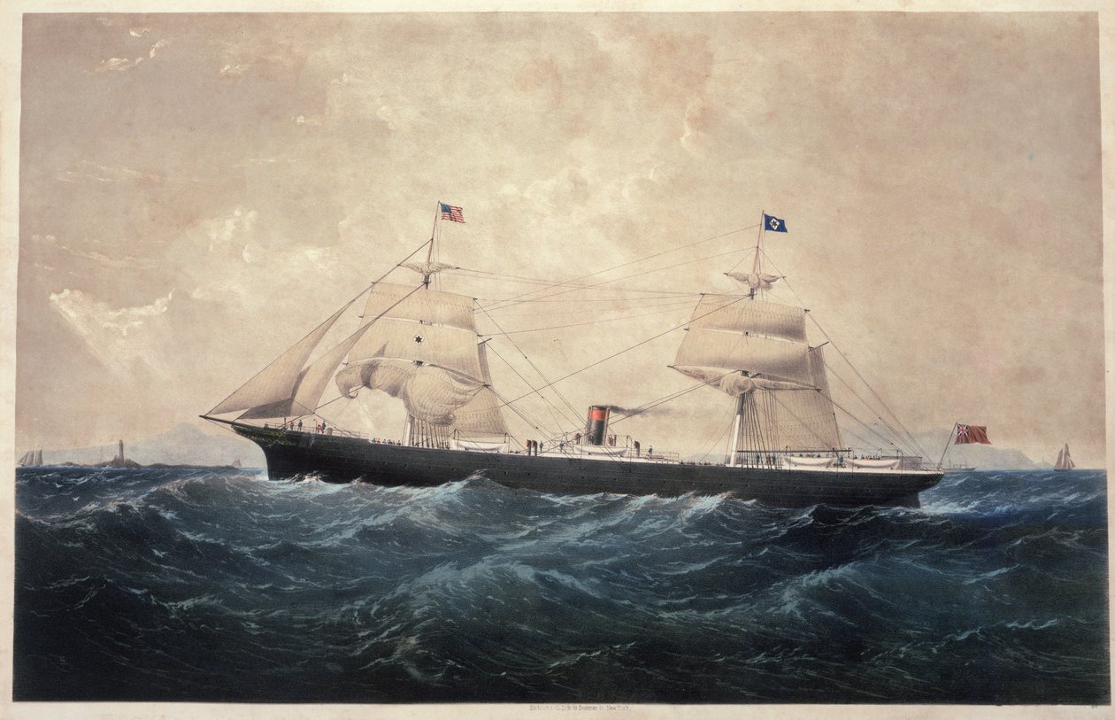 El vapor Manhattan (óleo sobre lienzo) de American School