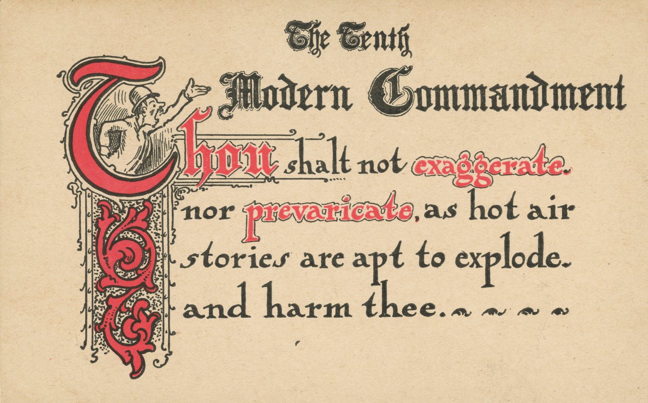 El décimo mandamiento moderno (litografía en color) de American School