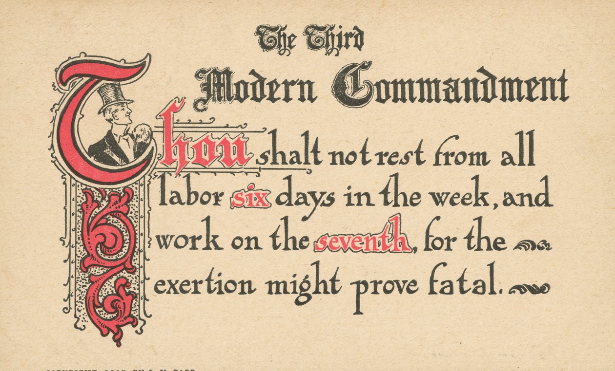 El tercer mandamiento moderno (litografía en color) de American School