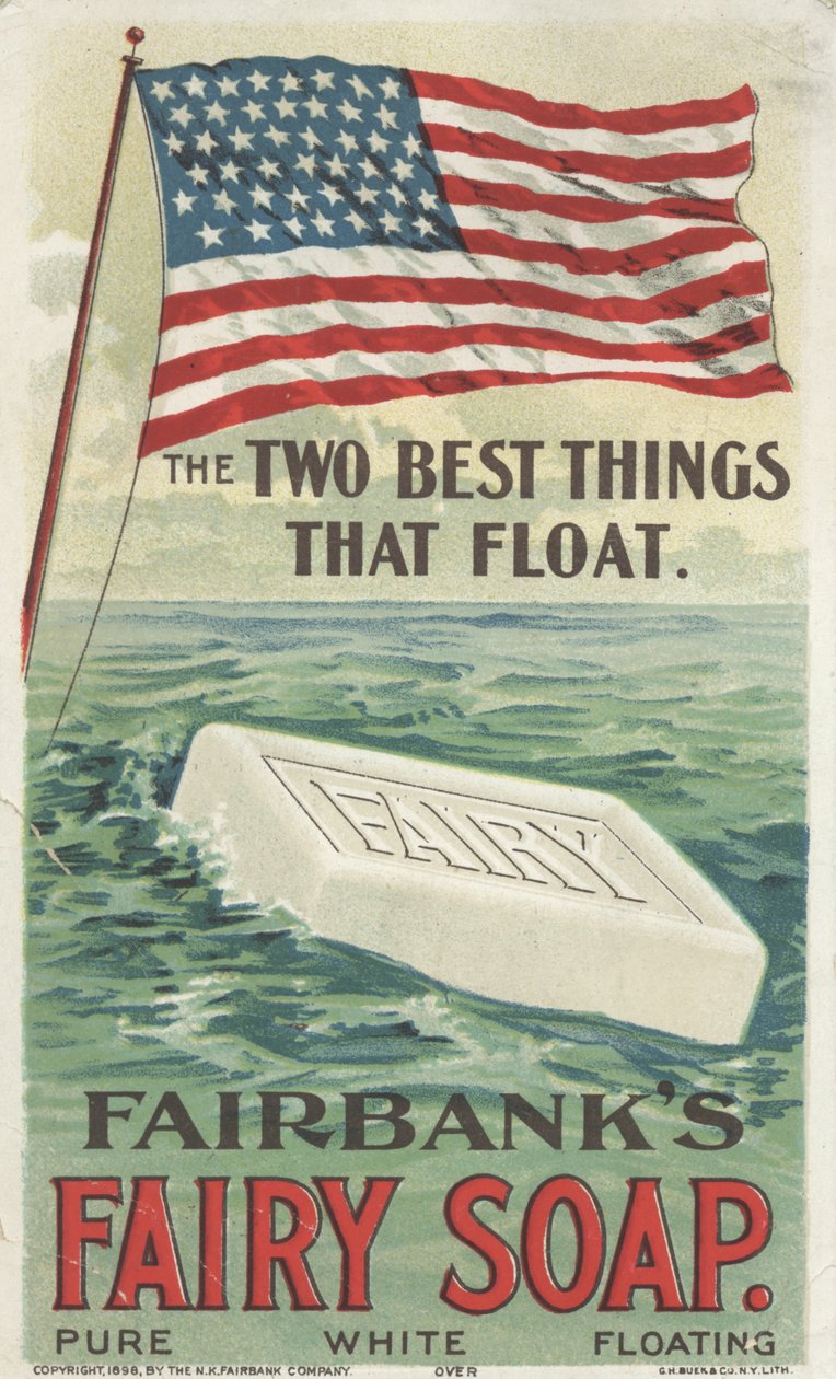 Las dos mejores cosas que flotan, anuncio de Fairbanks floating Fairy Soap, 1898 de American School