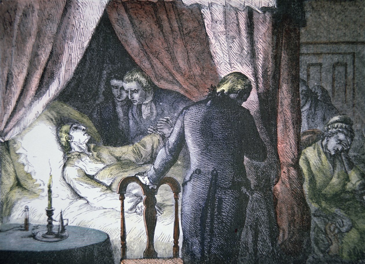 La muerte de George Washington en Mount Vernon, Virginia de American School