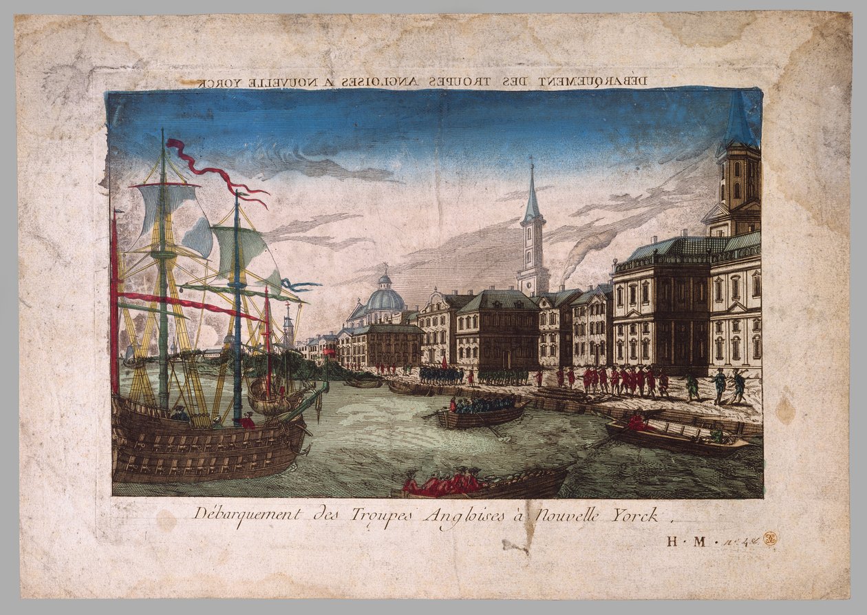 El desembarco de las tropas británicas en Nueva York, 1776 de American School