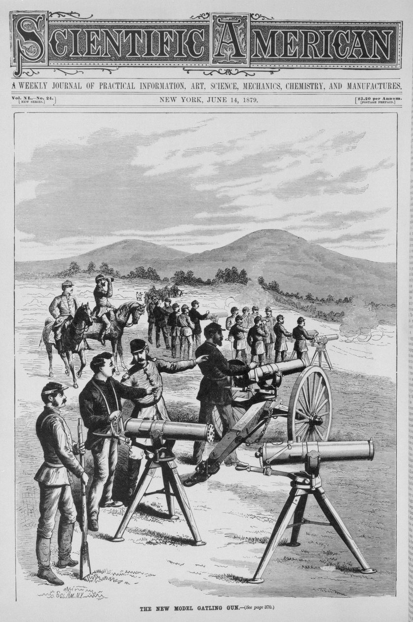 El nuevo modelo de ametralladora Gatling, de Scientific American, 14 de junio de 1879 de American School
