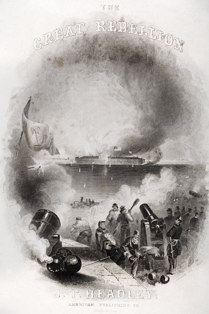 Ilustración de la página del título del ataque a Fort Sumter en 1861, de 