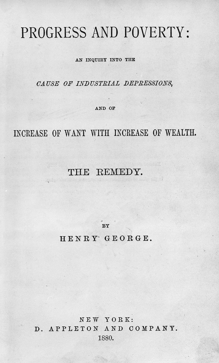 Portada de Progreso y Pobreza de Henry George, publicada en 1880 de American School
