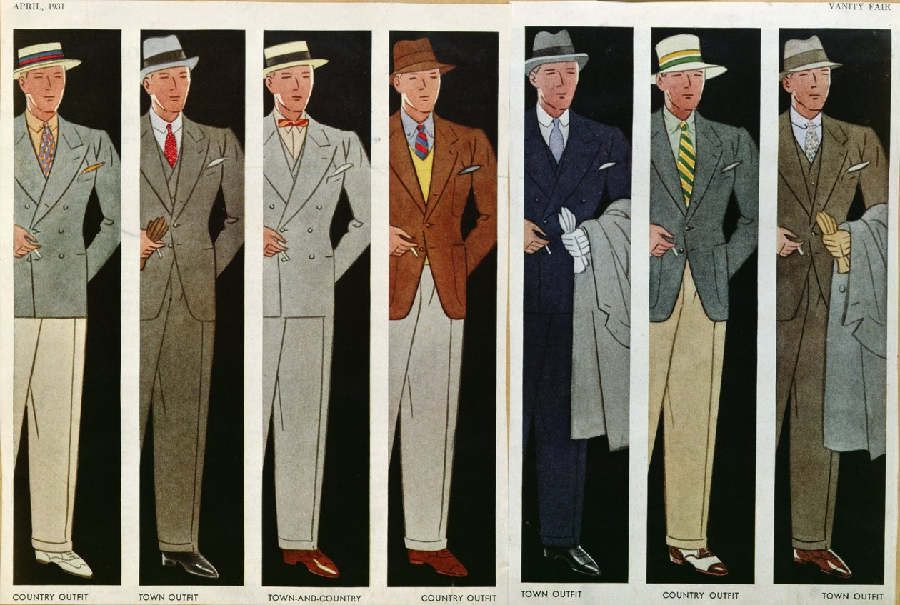Trajes de ciudad y campo, de Vanity Fair, abril de 1931 de American School