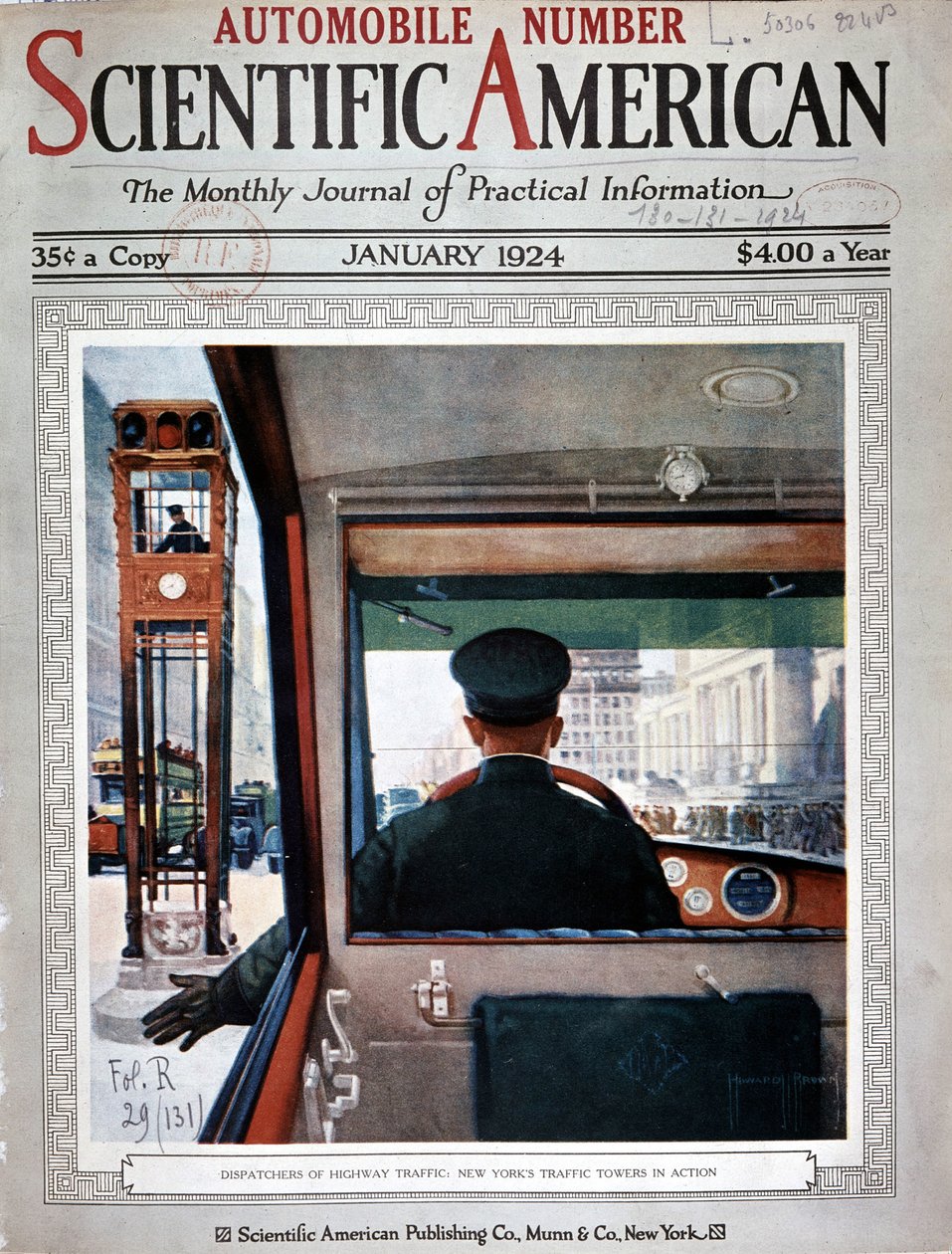 Torres de semáforo y control de tráfico en Nueva York - en “Scientific American”, enero 1924 de American School
