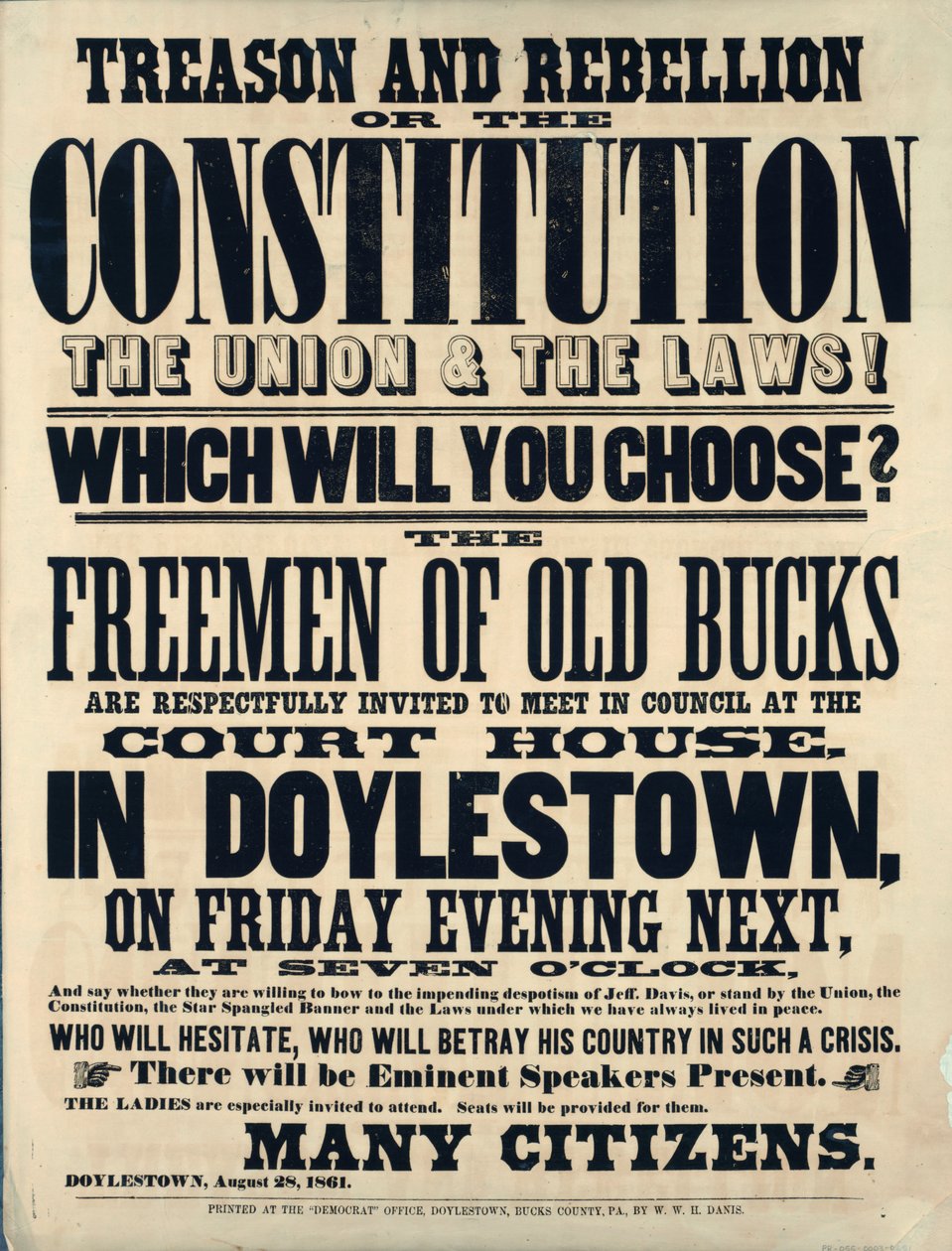 Traición y rebelión o la constitución, la unión y las leyes! ¿Cuál elegirás? 1861 de American School