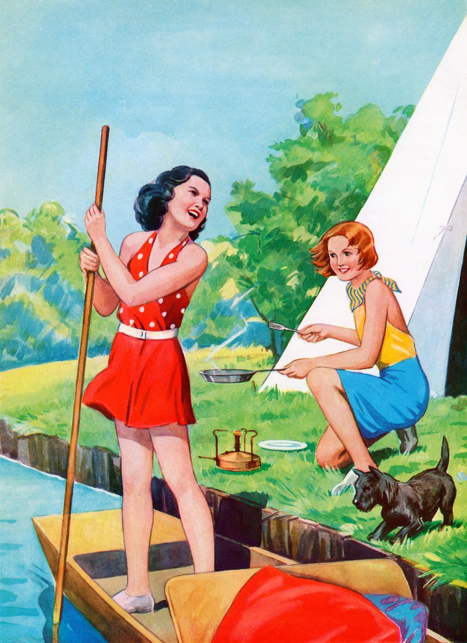 Dos niñas acampando de American School