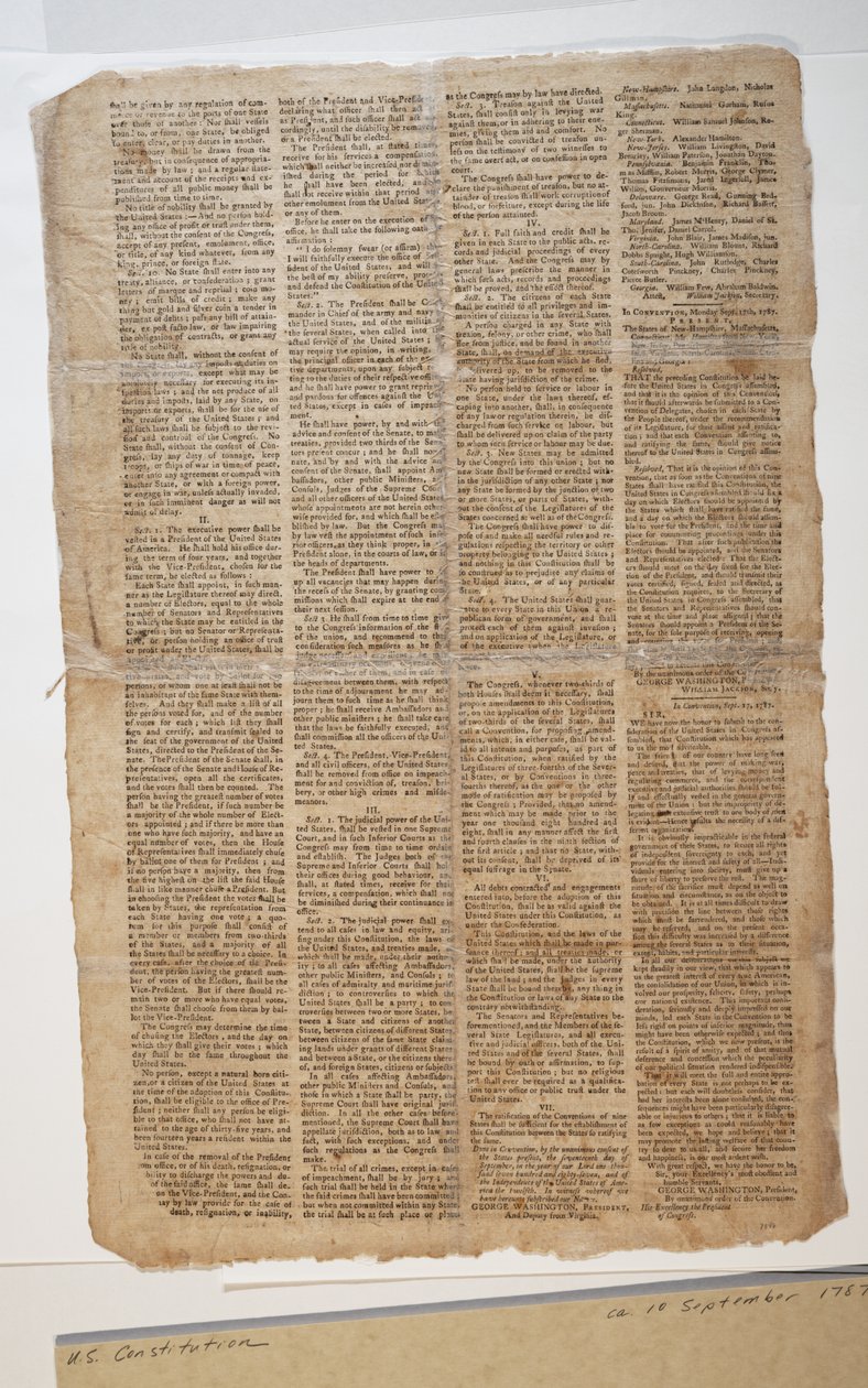 Constitución de los EE.UU., c.10 de septiembre de 1787 de American School