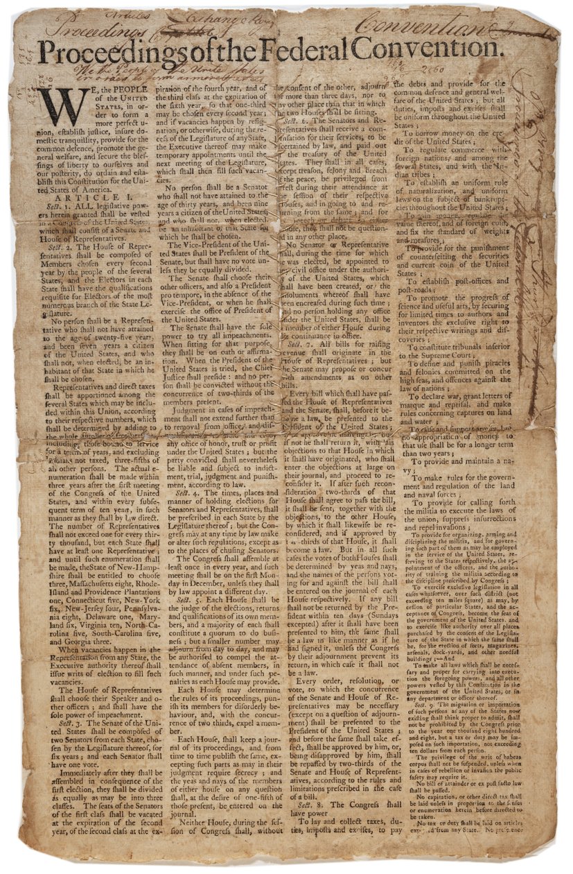 Constitución de los EE.UU., c.10 de septiembre de 1787 de American School