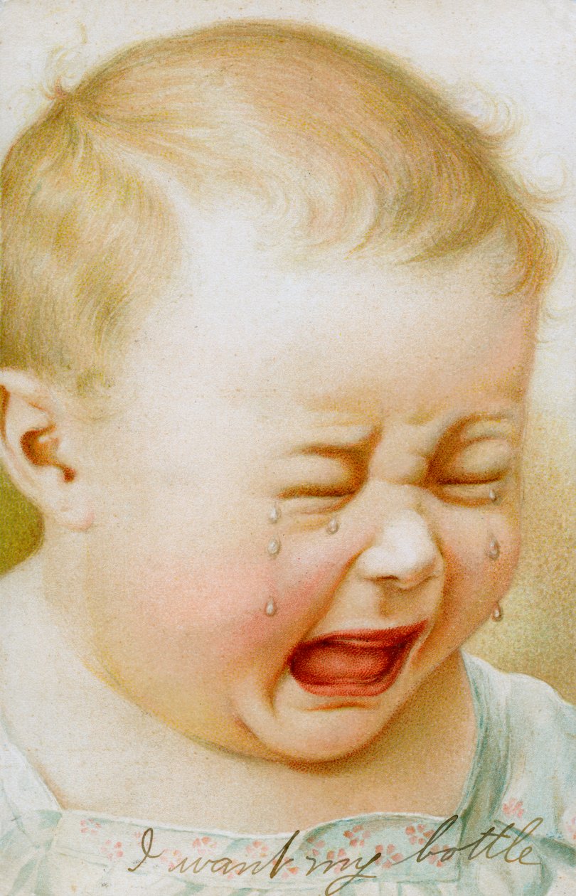 Gráfico vintage de un bebé llorando de American School