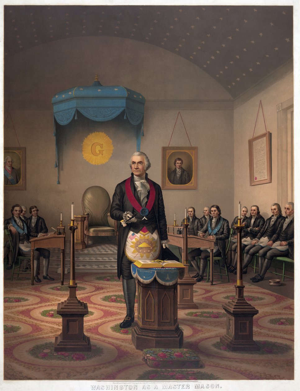 Washington como Maestro Masón, pub. 1870 de American School