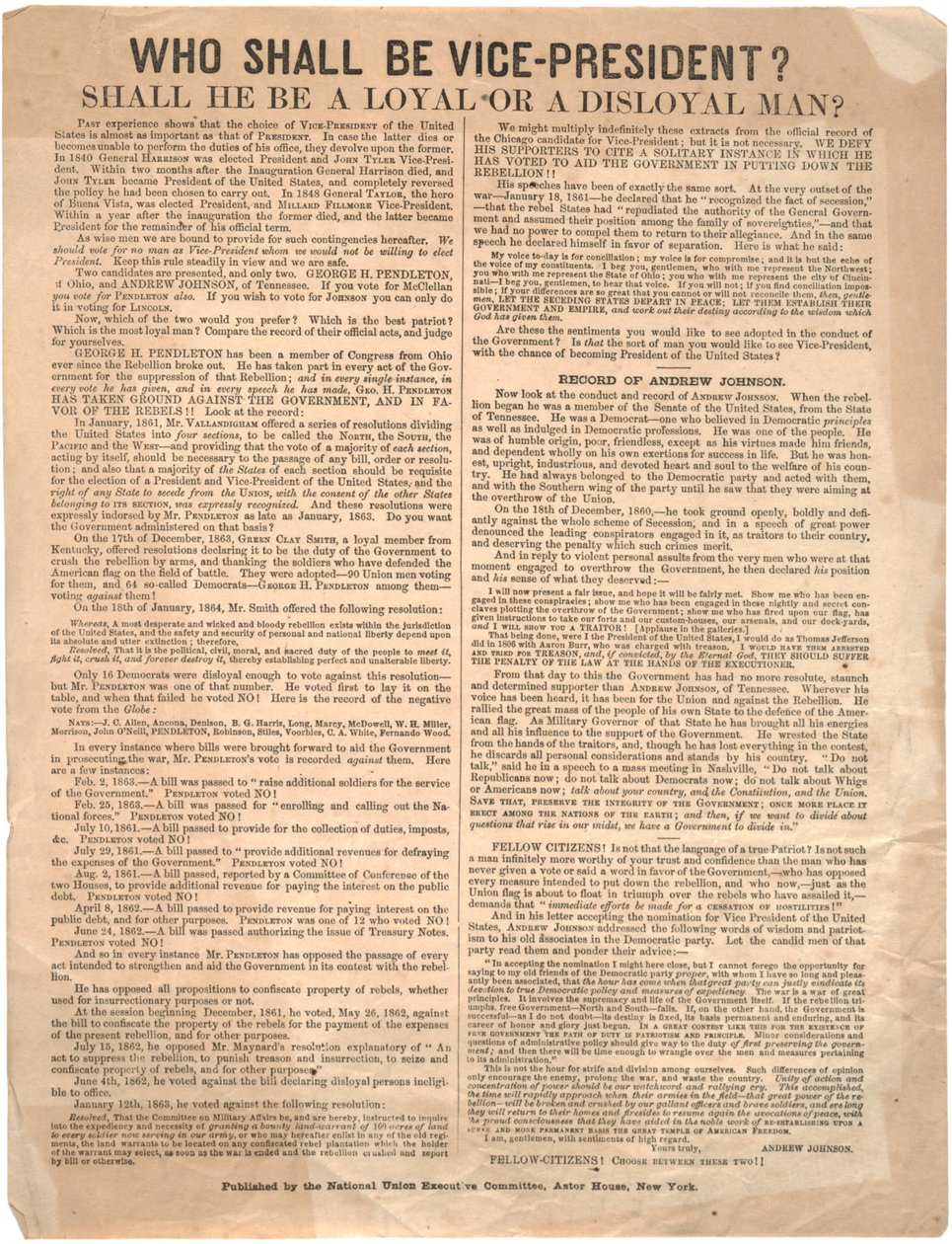 ¿Quién será vicepresidente? George Pendleton vs. Andrew Johnson (elección de 1864), 1864 de American School