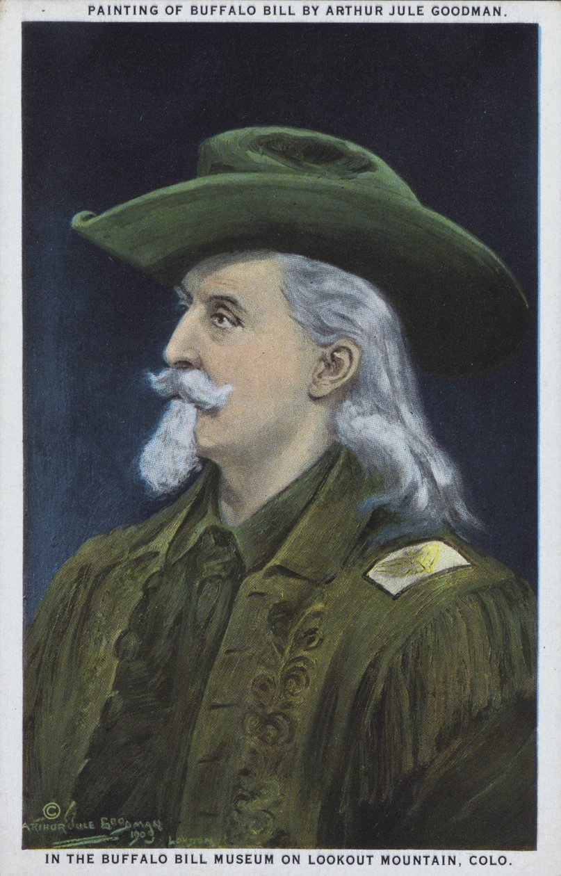 William "Buffalo Bill" Cody, explorador, cazador de búfalos y showman estadounidense (litografía en color) de American School