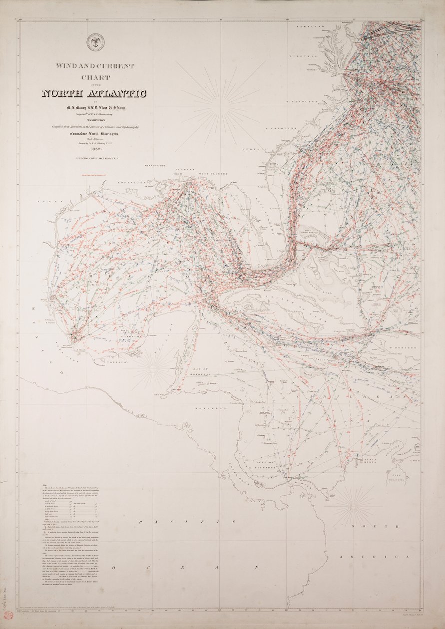 Carta de vientos y corrientes del Atlántico Norte de American School