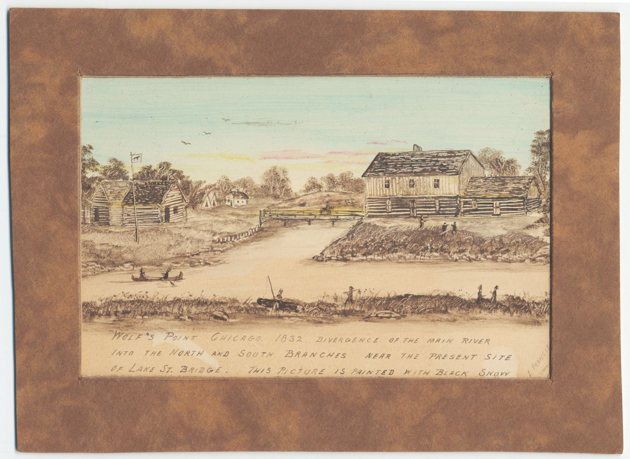 Punto del Lobo en 1832, divergencia del río principal en las ramas norte y sur de American School