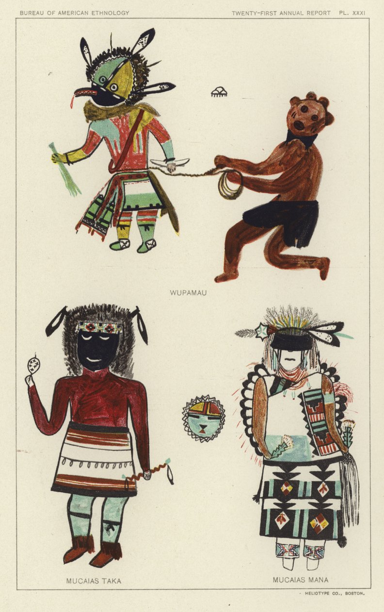 Wupamau, Mucaias Taka, Mucaias Mana (litografía en color) de American School