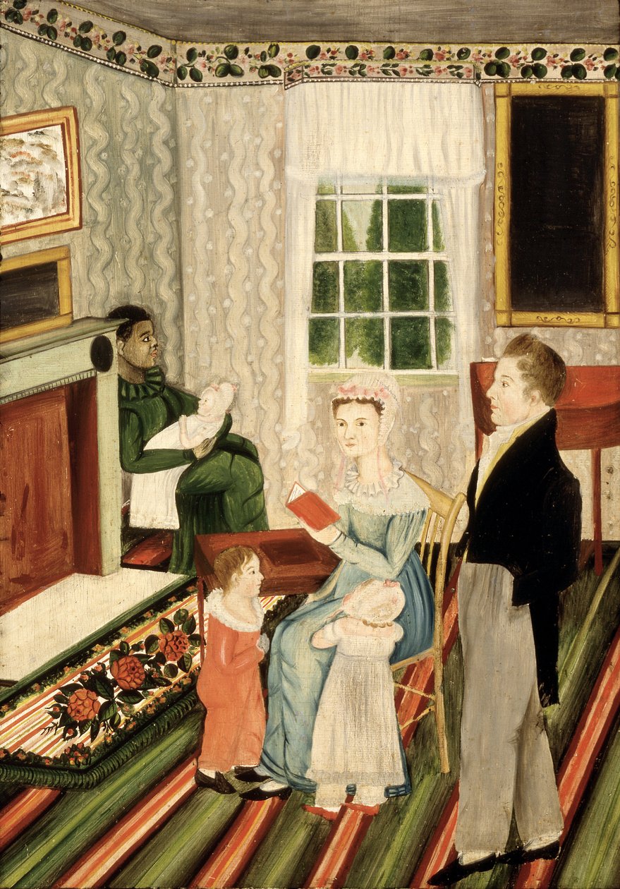 York, Pennsylvania Familia con criado negro, c.1828 (óleo sobre tabla) de American School