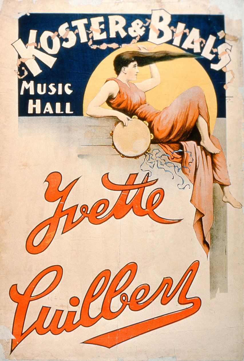 Yvette Guilbert (c.1869-1944) en el Music Hall de Koster y Bials, Nueva York de American School